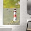 Auf dem Bild ist das Produkt: Sichtschutzfolie Duschkabine Leuchtturm Möwen Steilküste maritime Fensterfolie Dusche Duschglastür Duschwand bunte Milchglasfolie zum Preis von €23.9 abgebildet.