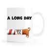 Auf dem Bild ist das Produkt: Tasse Dackel Long day Weihnachtszeit bedruckt Dackel I’m having a long day zum Preis von €10.9 abgebildet.