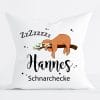 Auf dem Bild ist das Produkt: Kissen Faultier Wunschname Schnarchecke Polyester 40 x 40 cm weiß Geschenk individuelles Kuschelkisssen zum Preis von €16.90 abgebildet.