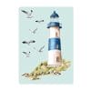 Auf dem Bild ist das Produkt: Fensterbild Leuchtturm Leuchtfeuer maritim rot blau grün Ostsee Nordsee Meer Urlaub Fensterdeko Küche Frühlingsdeko Möwen Warnemünde zum Preis von €13.9 abgebildet.