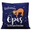 Auf dem Bild ist das Produkt: Kissen bedruckt Opas Schnarchecke Faultier Geschenk Geburtstag Opa zum Preis von €15.90 abgebildet.