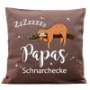 Auf dem Bild ist das Produkt: Kissen Faultier Papas Schnarchecke Wunschkissen Geschenk Papa zum Preis von €15.90 abgebildet.