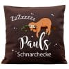Auf dem Bild ist das Produkt: Kissen Faultier Wunschname personalisiert Schnarchecke Wunschkissen Geschenk Lieblingsmensch Freund Kuschelkissen zum Preis von €22.9 abgebildet.