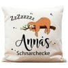 Auf dem Bild ist das Produkt: Kissen Faultier Wunschname personalisiert Schnarchecke Wunschkissen Geschenk Lieblingsmensch Freund Kuschelkissen zum Preis von €22.9 abgebildet.