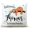 Auf dem Bild ist das Produkt: Kissen Faultier Wunschname personalisiert Schnarchecke Wunschkissen Geschenk Lieblingsmensch Freund Kuschelkissen zum Preis von €22.9 abgebildet.