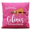 Auf dem Bild ist das Produkt: Kissen Faultier Wunschname personalisiert Schnarchecke Wunschkissen Geschenk Lieblingsmensch Freund Kuschelkissen zum Preis von €22.9 abgebildet.