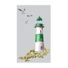 Auf dem Bild ist das Produkt: Sichtschutzfolie Duschkabine Leuchtturm grün Möwen Steilküste maritime Fensterfolie Dusche Duschglastür Duschwand bunte Milchglasfolie zum Preis von €23.9 abgebildet.