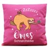 Auf dem Bild ist das Produkt: Kissen Faultier Omas Schnarchecke Geschenk Geburtstag Großmutter zum Preis von €15.90 abgebildet.