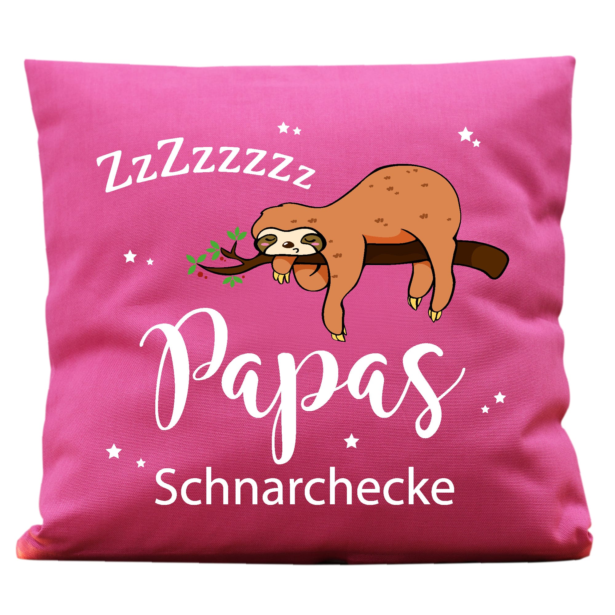 Auf dem Bild ist das Produkt: Kissen Faultier Papas Schnarchecke Wunschkissen Geschenk Papa zum Preis von €15.90 abgebildet.