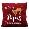 Auf dem Bild ist das Produkt: Kissen Faultier Papas Schnarchecke Wunschkissen Geschenk Papa zum Preis von €15.90 abgebildet.