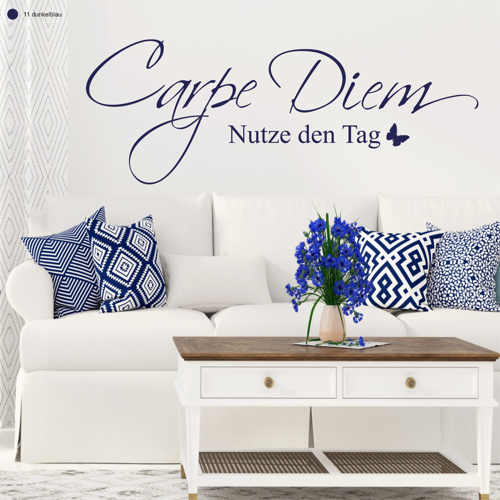 Auf dem Bild ist das Produkt: Wandtattoo Carpe Diem Nutze den Tag Schmetterling Wandaufkleber Wohndekoration Spruch Schriftzug zum Preis von €11.9 abgebildet.