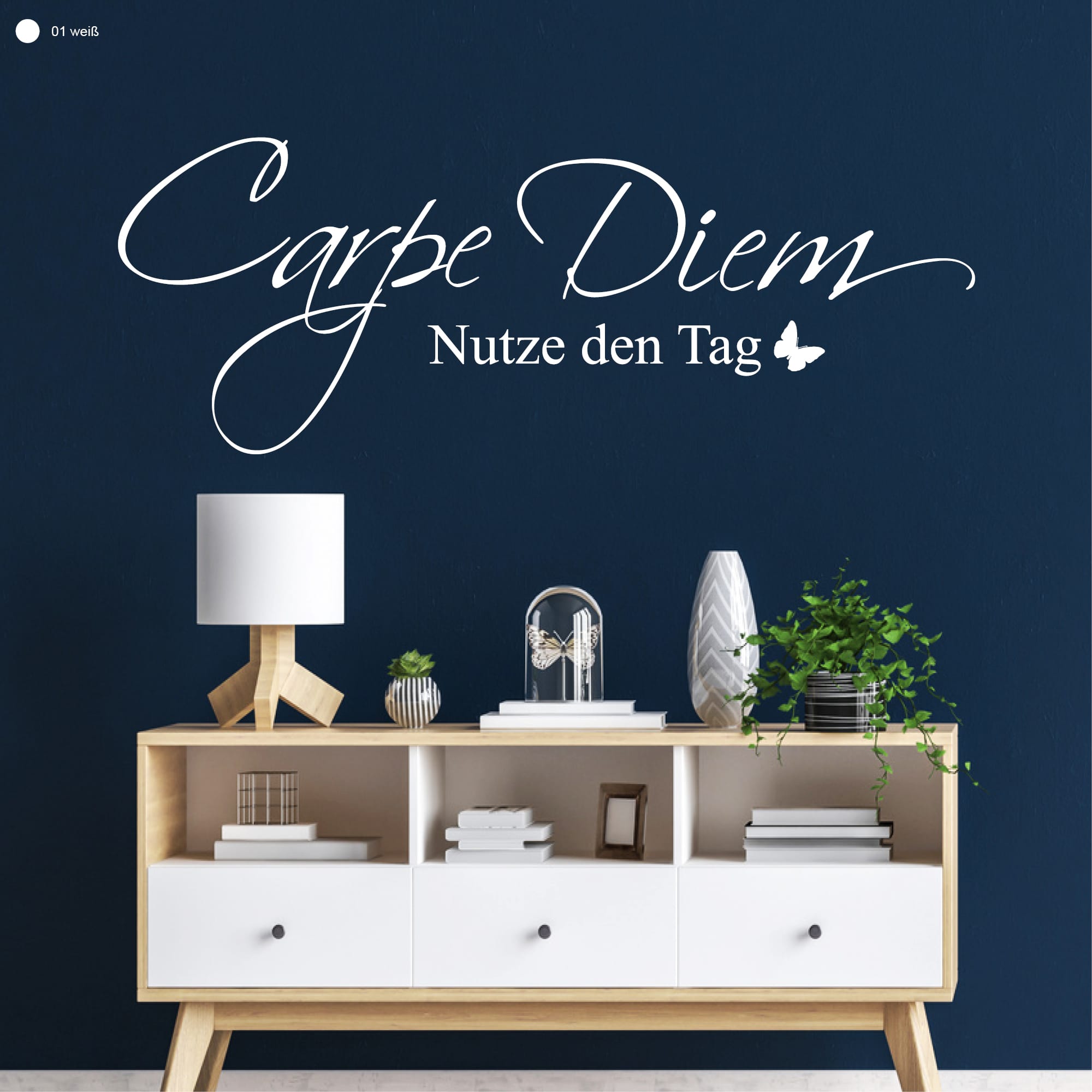 Wandtattoo Carpe Diem Nutze den Tag Schmetterling Wandaufkleber Wohndekoration Spruch Schriftzug
