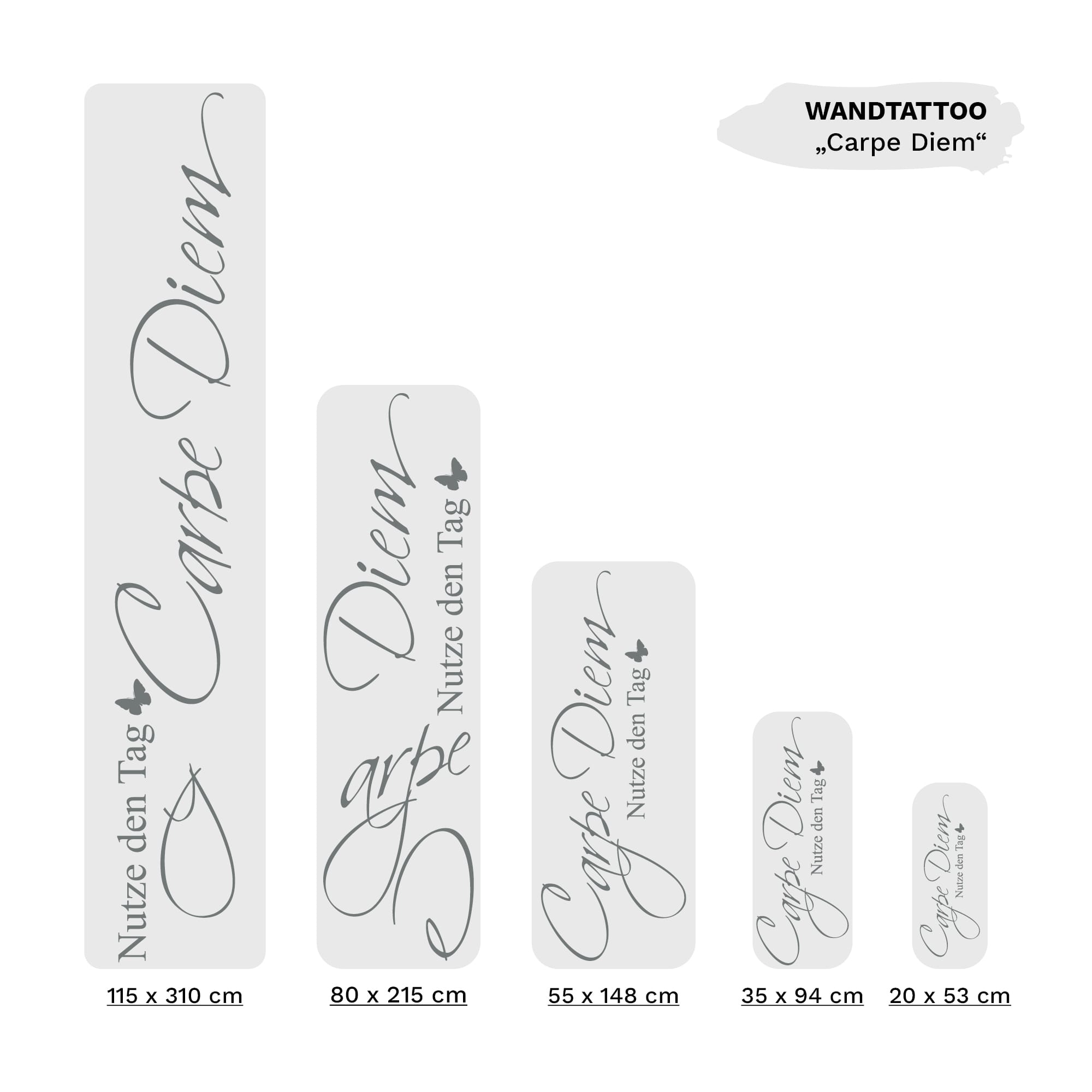 Auf dem Bild ist das Produkt: Wandtattoo Carpe Diem Nutze den Tag Schmetterling Wandaufkleber Wohndekoration Spruch Schriftzug zum Preis von €11.9 abgebildet.