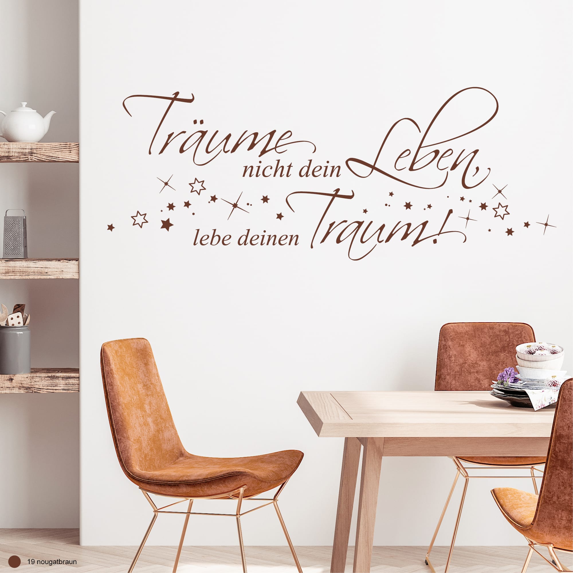 Auf dem Bild ist das Produkt: Wandtattoo Wandbild Träume nicht dein Leben, sondern lebe deinen Traum, Aufkleber Wand, Wanddekoration zum Preis von €19.9 abgebildet.