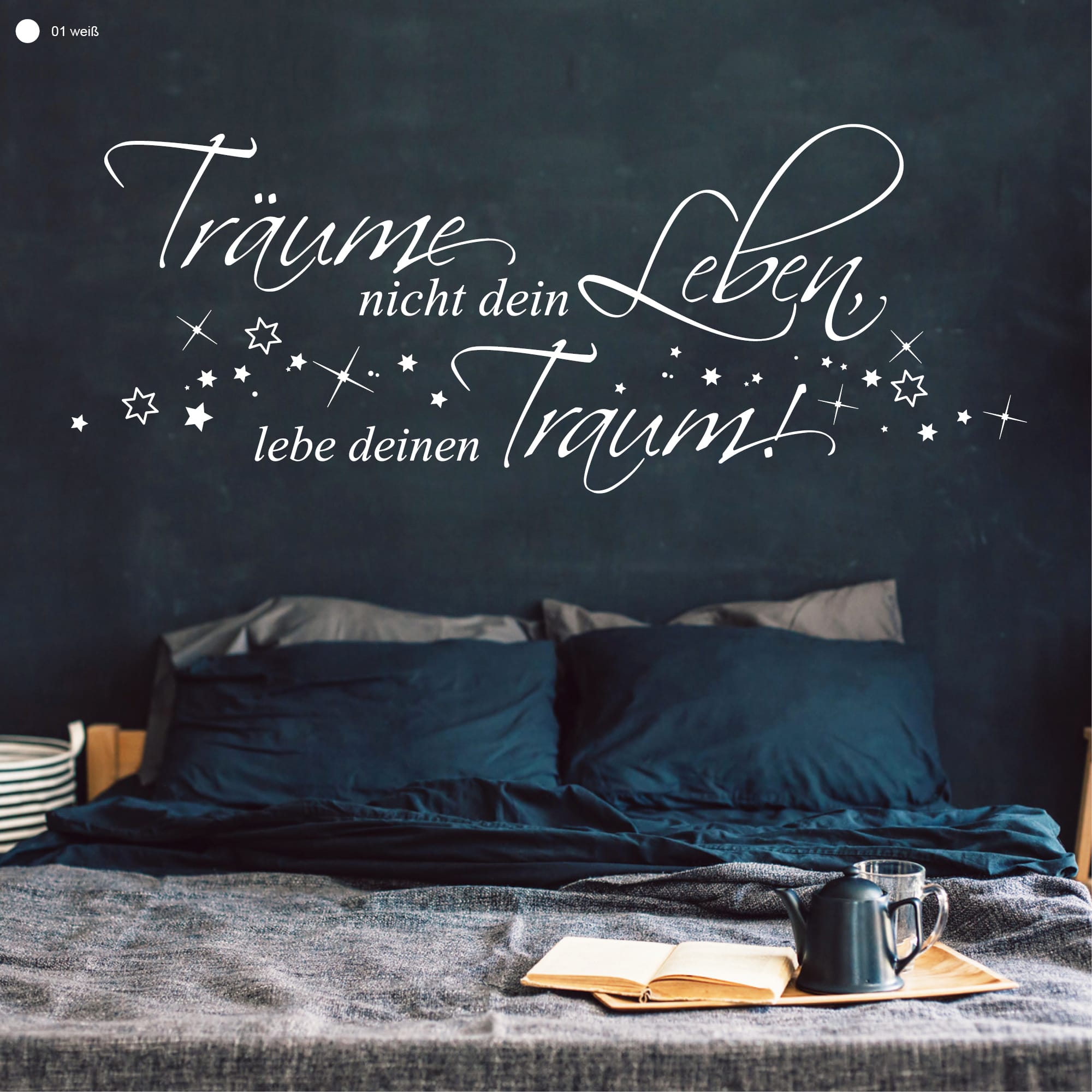 Auf dem Bild ist das Produkt: Wandtattoo Wandbild Träume nicht dein Leben, sondern lebe deinen Traum, Aufkleber Wand, Wanddekoration zum Preis von €19.9 abgebildet.