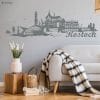 Auf dem Bild ist das Produkt: Wandtattoo Rostock Skyline mit Warnemünde Hansestadt Wandaufkleber Heimat Heimatliebe Ostsee Schriftzug zum Preis von €16.90 abgebildet.