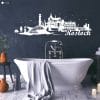 Auf dem Bild ist das Produkt: Wandtattoo Rostock Skyline mit Warnemünde Hansestadt Wandaufkleber Heimat Heimatliebe Ostsee Schriftzug zum Preis von €16.90 abgebildet.