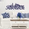 Auf dem Bild ist das Produkt: Wandtattoo Rostock Skyline Hansestadt Wandaufkleber Heimat Heimatliebe Ostsee Schriftzug groß zum Preis von €19.9 abgebildet.