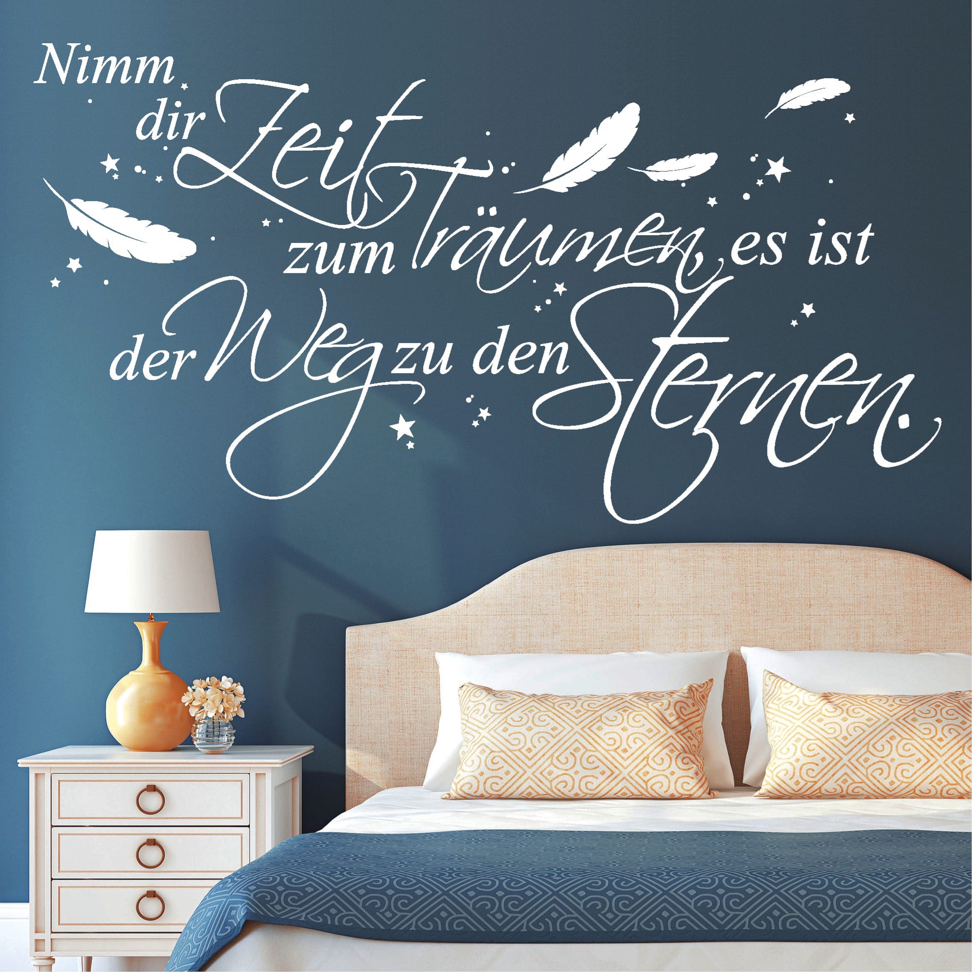 Wandtattoo Spruch Nimm dir Zeit zum Träumen, es ist der Weg zu den Sternen Federn Federschmuck Zitat Wandbild Wandaufkleber