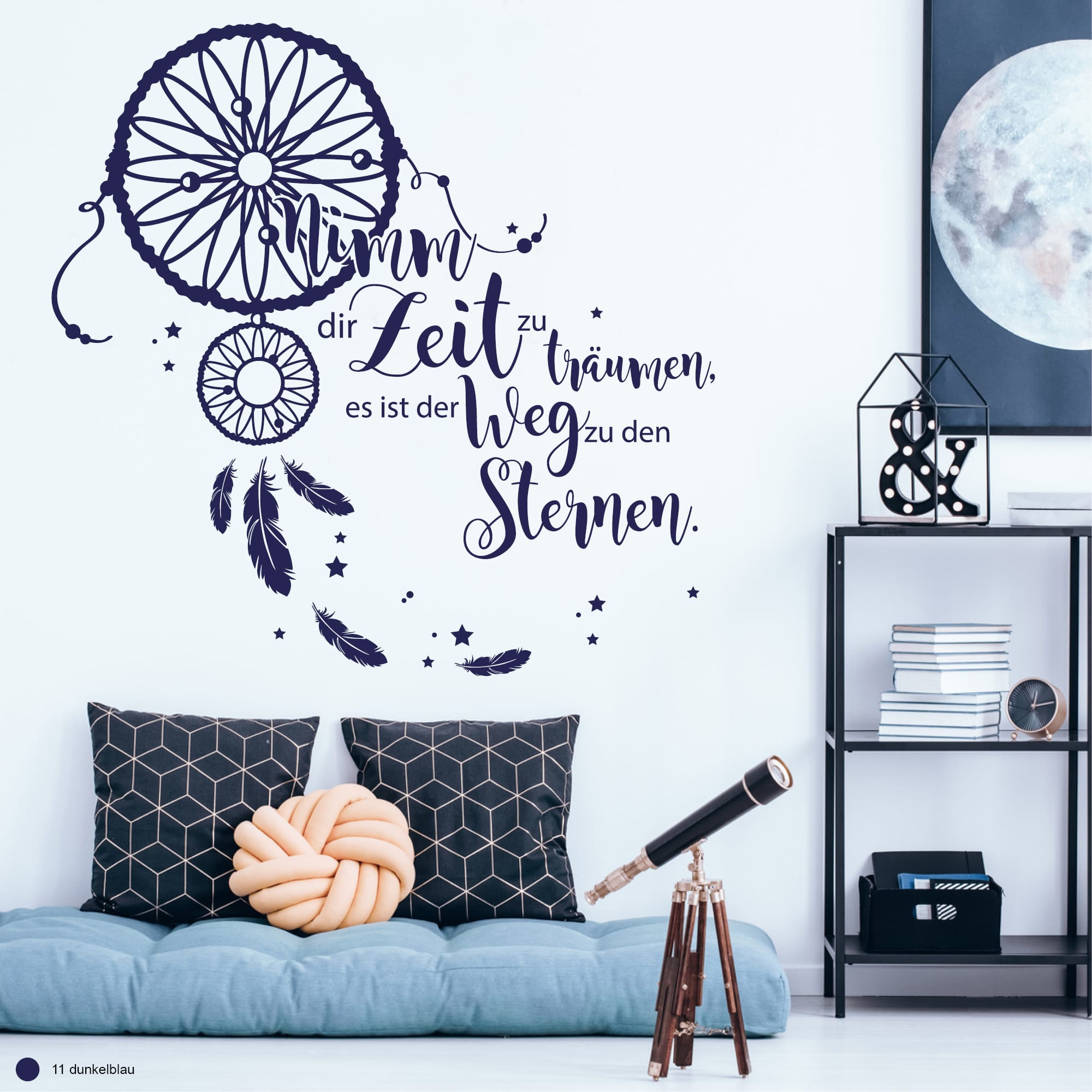 Auf dem Bild ist das Produkt: Wandtattoo Traumfänger Nimm dir Zeit zu träumen, es ist der Weg zu den Sternen Spruch Zitat  Schriftzug Wandbild Wandaufkleber zum Preis von €20.90 abgebildet.