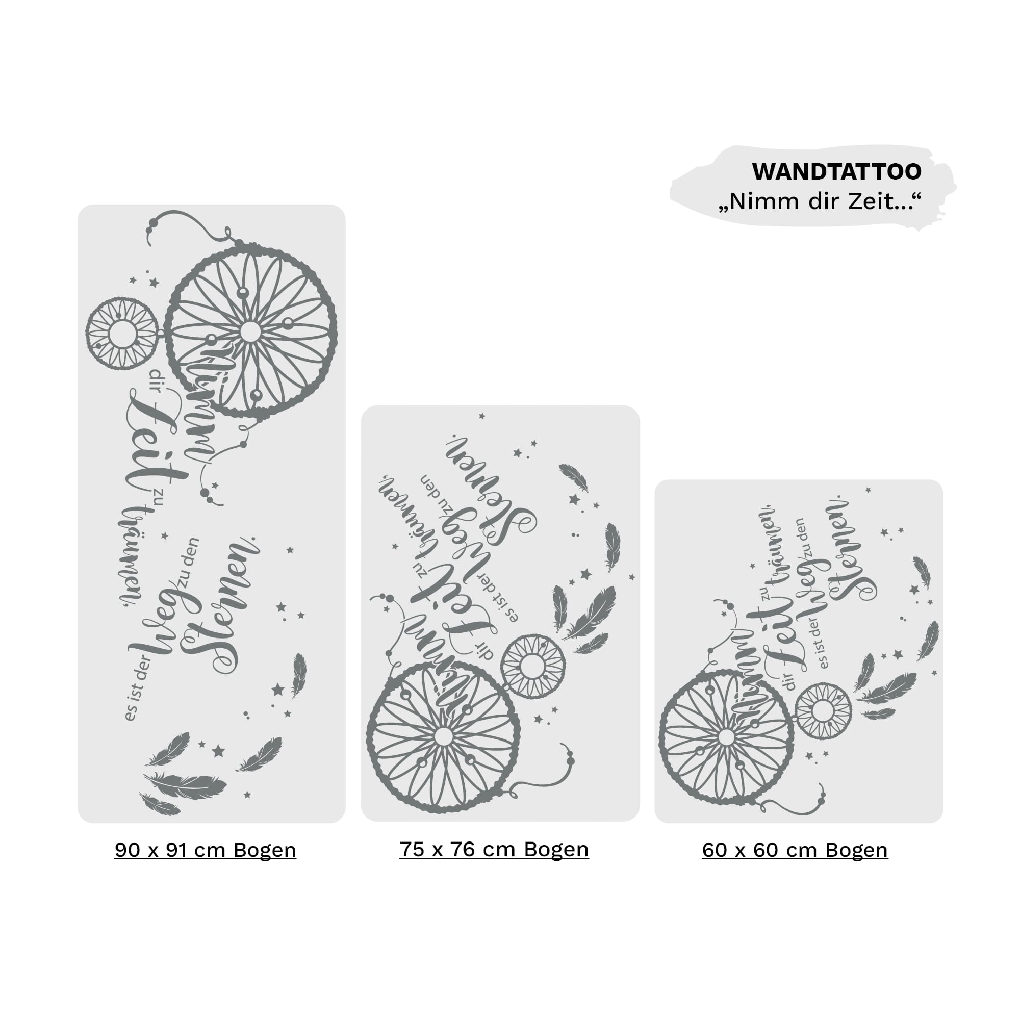 Auf dem Bild ist das Produkt: Wandtattoo Traumfänger Nimm dir Zeit zu träumen, es ist der Weg zu den Sternen Spruch Zitat  Schriftzug Wandbild Wandaufkleber zum Preis von €20.90 abgebildet.