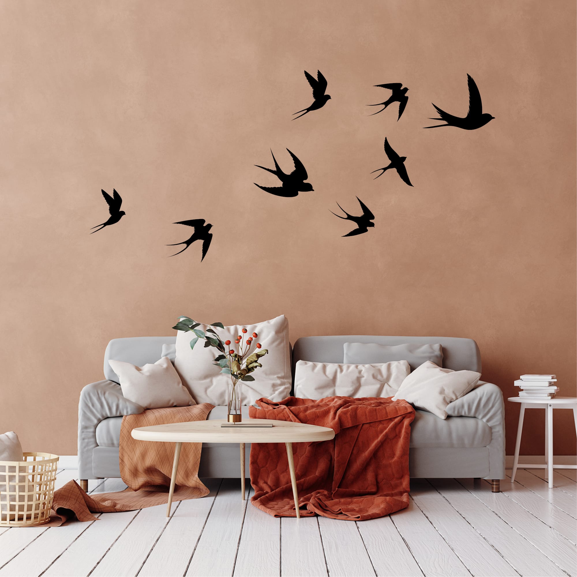 Wandtattoo fliegende Schwalben Vögel Schwarm Dekoration Wohnzimmer Wandgestaltung Wandaufkleber
