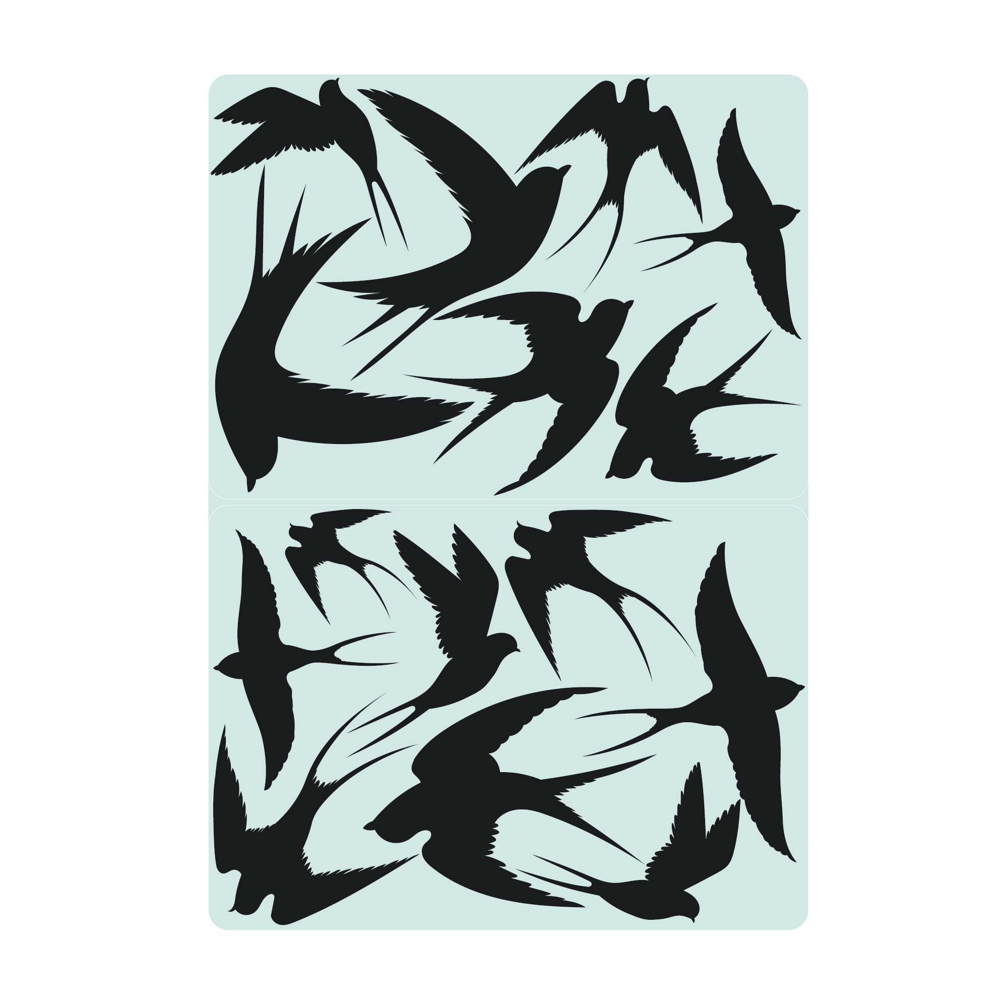 Auf dem Bild ist das Produkt: Wandtattoo fliegende Schwalben Vögel Schwarm Dekoration Wohnzimmer Wandgestaltung Wandaufkleber zum Preis von €14.90 abgebildet.
