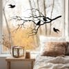 Auf dem Bild ist das Produkt: Fensterbild Zweig Vögel Frühling Sommer Knospen weiß schwarz Kontur junger Ast Frühlingsbote schlicht wiederverwendbar zum Preis von €13.9 abgebildet.
