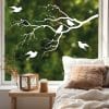 Auf dem Bild ist das Produkt: Fensterbild Zweig Vögel Frühling Sommer Knospen weiß schwarz Kontur junger Ast Frühlingsbote schlicht wiederverwendbar zum Preis von €13.9 abgebildet.
