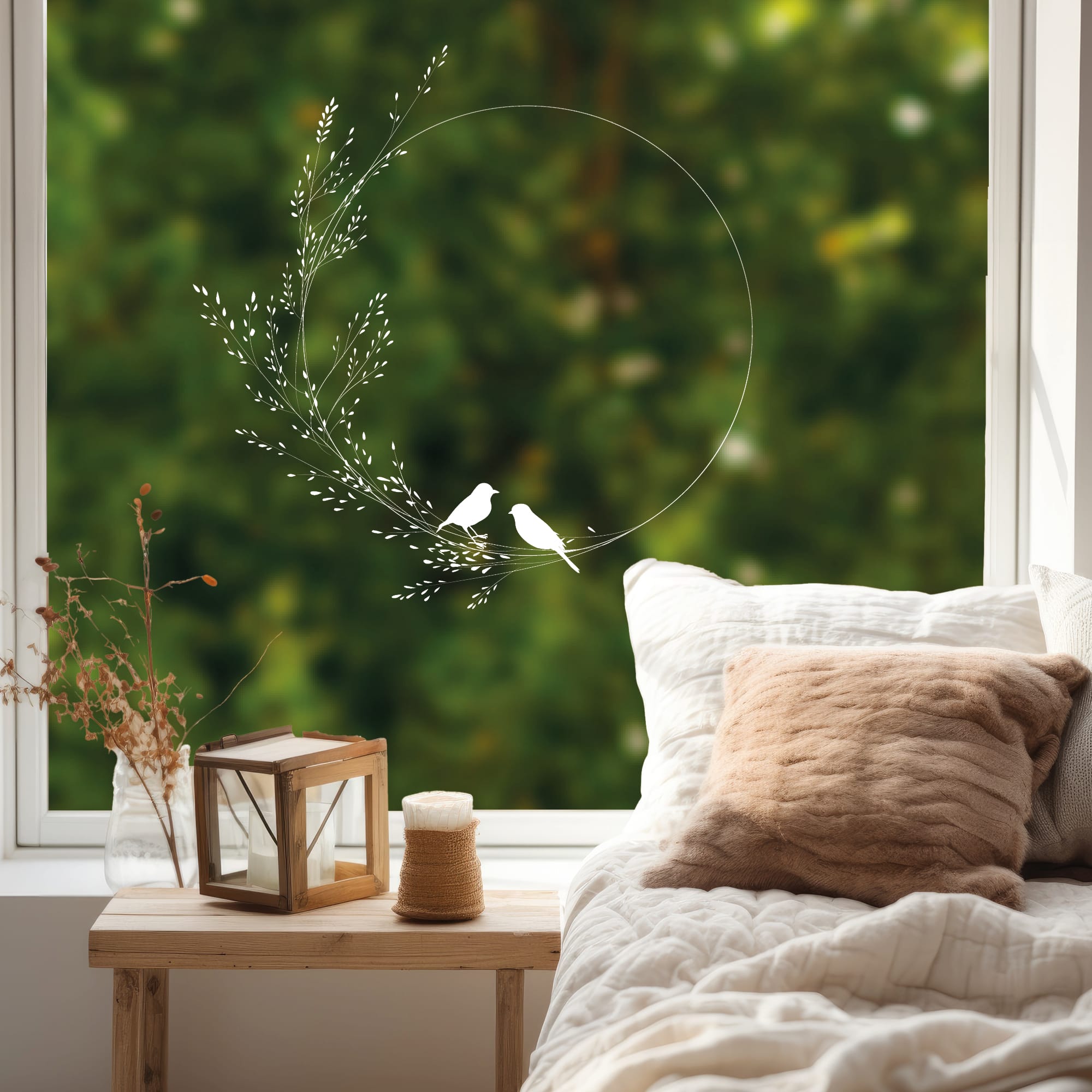 Auf dem Bild ist das Produkt: Fensterbild Ostern Gräserkranz Blätter schwarz weiß Frohe Ostern Frühling Vögel Fensteraufkleber Fensterdeko wiederverwendbare Wohnzimmer zum Preis von €13.9 abgebildet.