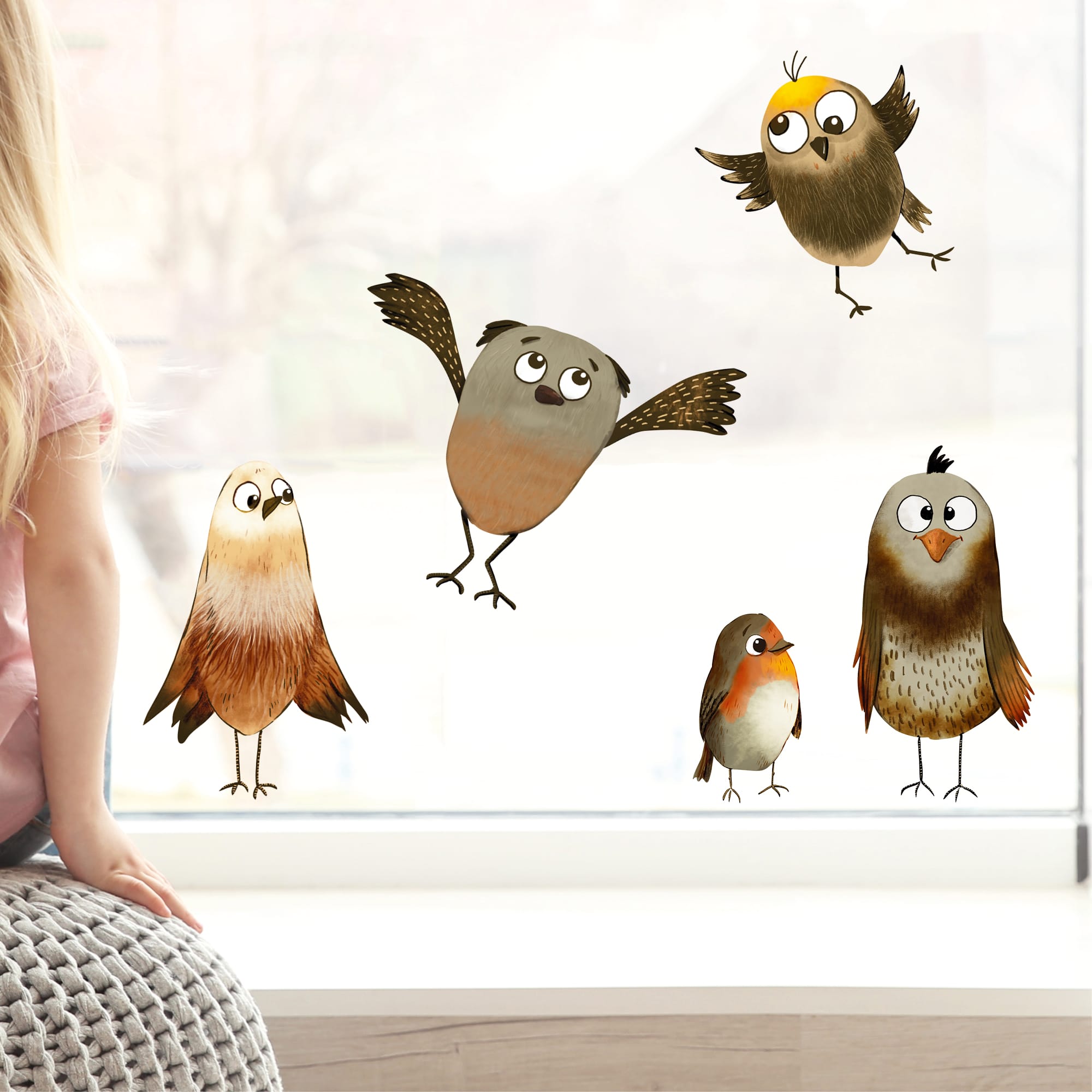 Auf dem Bild ist das Produkt: Fensterbild lustige Vögel Vogelset Frühling Fensteraufkleber Kinderzimmer Kind, Frühlingsdeko, Osterdeko Wiederverwendbar witziger Vogel zum Preis von €13.9 abgebildet.