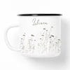 Auf dem Bild ist das Produkt: Campingbecher Emaille Wildgräser Wunschname Natur Naturliebhaber Camper Tasse Wildgras schlicht zum Preis von €12.90 abgebildet.