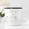 Auf dem Bild ist das Produkt: Campingbecher Emaille Wildgräser Wunschname Natur Naturliebhaber Camper Tasse Wildgras schlicht zum Preis von €12.90 abgebildet.