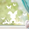 Auf dem Bild ist das Produkt: Fensteraufkleber Fensterbild Frühling Osterhase mit Schmetterlingen wiederverwendbar, weiß Frühling 11 Stück im Set, Dekoration Frühling zum Preis von €8.9 abgebildet.