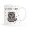 Auf dem Bild ist das Produkt: Tasse Komm Fetti Katze lustige Katzentasse Keramik Konfetti Humor bunt Geschenk Geburtstag Karneval Fasching dickes Kätzchen zum Preis von €10.90 abgebildet.