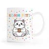 Auf dem Bild ist das Produkt: Tasse Komm Fetti Katze lustige Katzentasse Keramik Konfetti Humor bunt Geschenk Geburtstag Karneval Fasching dickes Kätzchen zum Preis von €10.90 abgebildet.