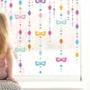 Auf dem Bild ist das Produkt: Fensterbild Konfettikette Maske Rauten Girlande bunte Vierecke und Masken farbig wiederverwendbar Frühling Fasching Karneval Geburtstag zum Preis von €17.9 abgebildet.