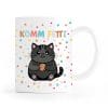 Auf dem Bild ist das Produkt: Tasse Komm Fetti Katze lustige Katzentasse Keramik Konfetti Humor bunt Geschenk Geburtstag Karneval Fasching dickes Kätzchen zum Preis von €10.90 abgebildet.