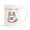 Auf dem Bild ist das Produkt: Tasse Komm Fetti Katze lustige Katzentasse Keramik Konfetti Humor bunt Geschenk Geburtstag Karneval Fasching dickes Kätzchen zum Preis von €10.90 abgebildet.