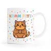 Auf dem Bild ist das Produkt: Tasse Komm Fetti Katze lustige Katzentasse Keramik Konfetti Humor bunt Geschenk Geburtstag Karneval Fasching dickes Kätzchen zum Preis von €10.90 abgebildet.