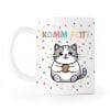 Auf dem Bild ist das Produkt: Tasse Komm Fetti Katze lustige Katzentasse Keramik Konfetti Humor bunt Geschenk Geburtstag Karneval Fasching dickes Kätzchen zum Preis von €10.90 abgebildet.