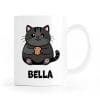 Auf dem Bild ist das Produkt: Tasse dicke Katze mit Wunschnamen lustige Katzentasse Keramik Keks Humor Geschenk Geburtstag zum Preis von €12.90 abgebildet.