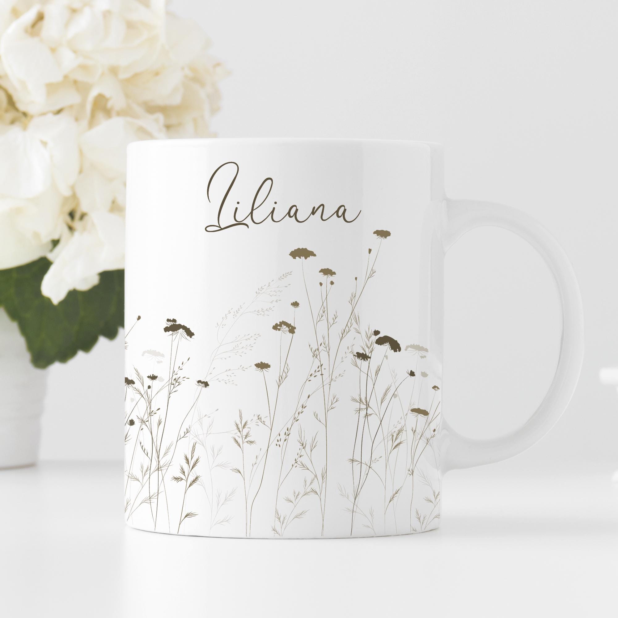 Tasse Wildgräsern Name zarte Gräser Wunschnamen Natur Naturliebhaber Kaffeetasse Teetasse Wildgras schlicht Keramik
