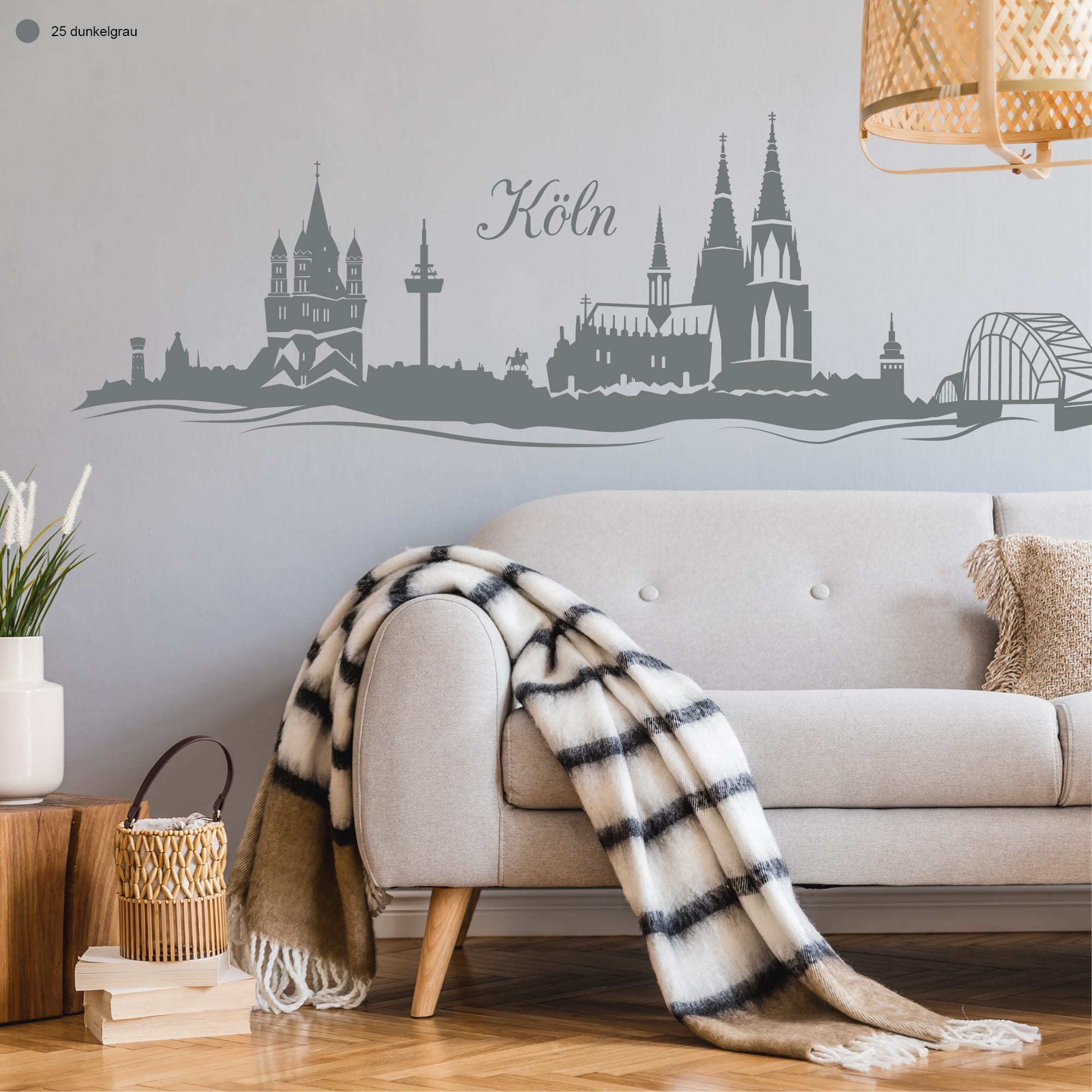 Auf dem Bild ist das Produkt: Wandtattoo Skyline Köln Wandaufkleber, Wanddekoration zum Preis von €29.90 abgebildet.