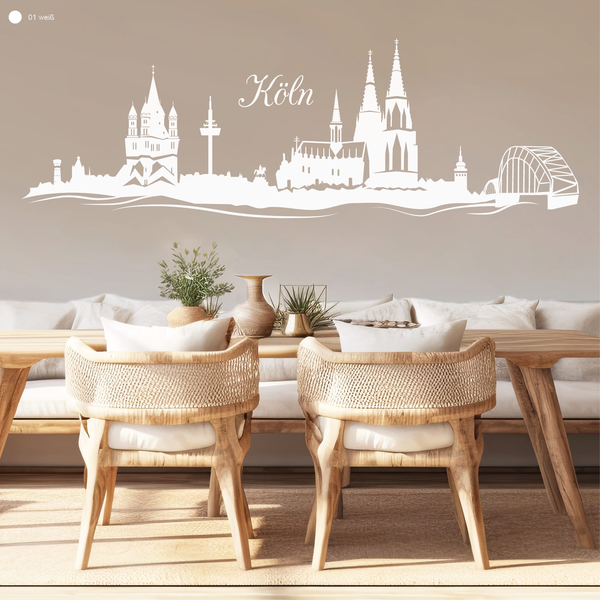 Auf dem Bild ist das Produkt: Wandtattoo Skyline Köln Wandaufkleber, Wanddekoration zum Preis von €29.90 abgebildet.