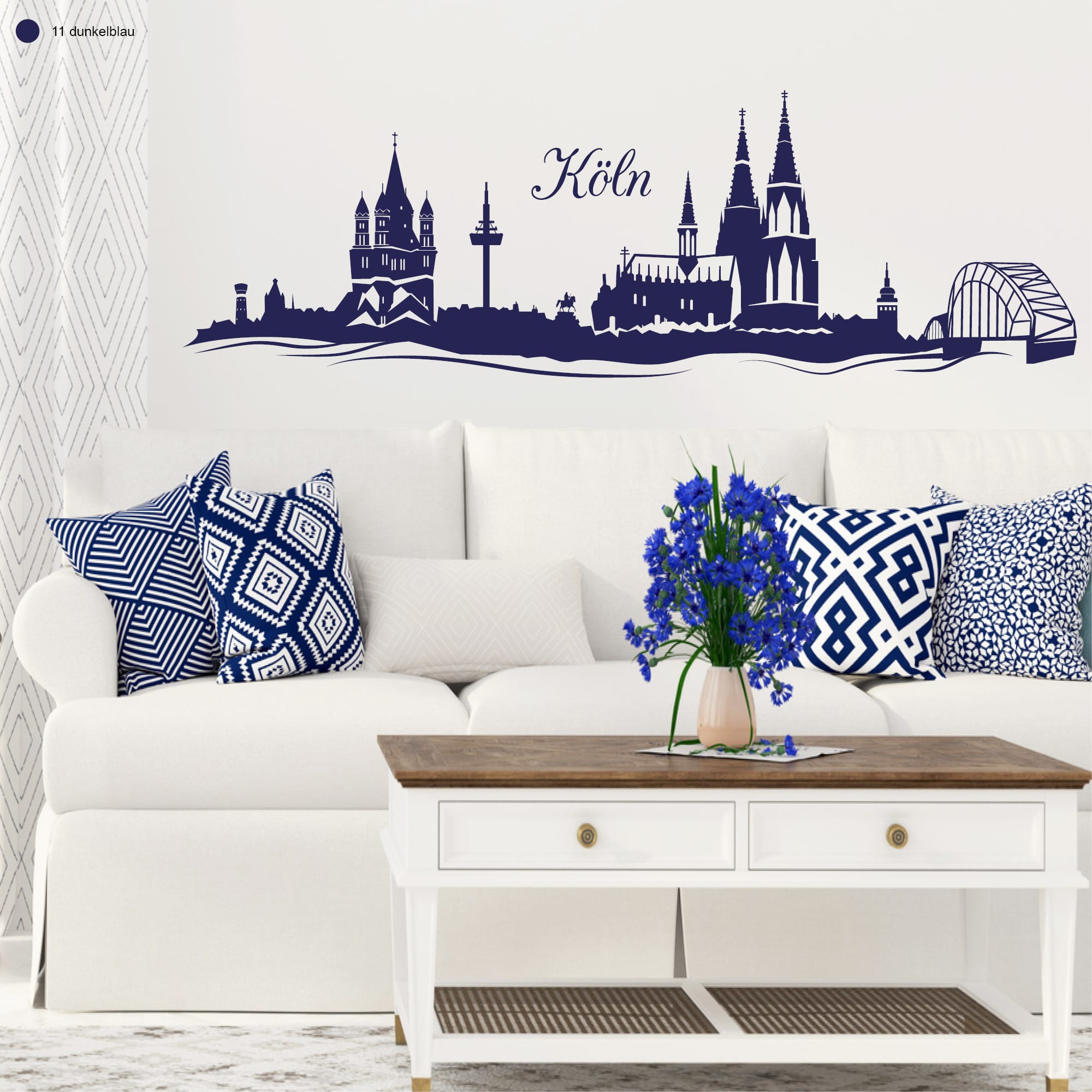 Auf dem Bild ist das Produkt: Wandtattoo Skyline Köln Wandaufkleber, Wanddekoration zum Preis von €29.90 abgebildet.