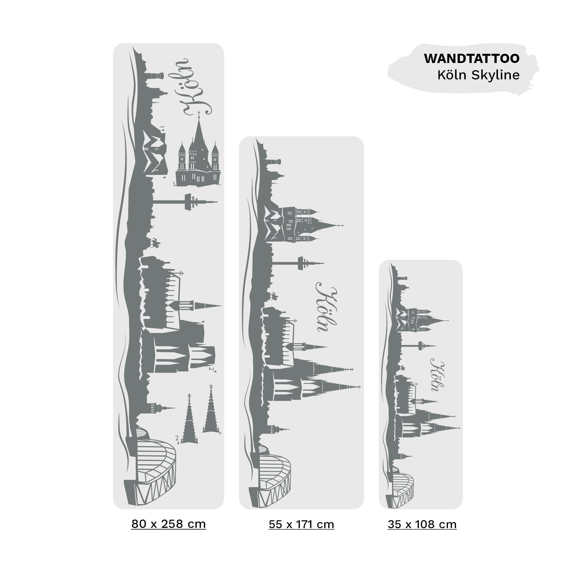 Auf dem Bild ist das Produkt: Wandtattoo Skyline Köln Wandaufkleber, Wanddekoration zum Preis von €29.90 abgebildet.