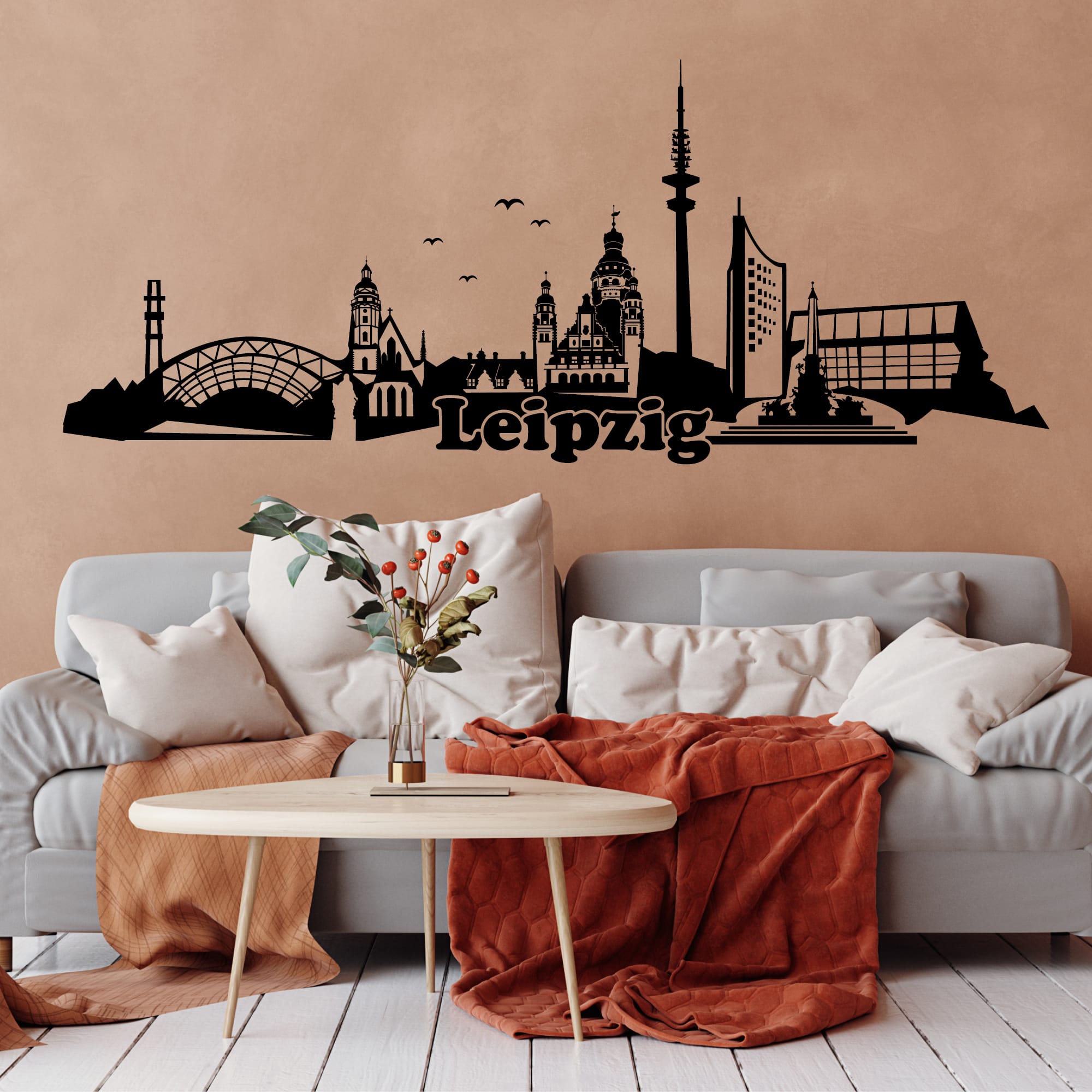 Wandtattoo Wandsticker Messestadt Leipzig Skyline Dekoration Heimat