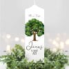 Auf dem Bild ist das Produkt: Taufkerze Junge Mädchen Lebensbaum Kerze Baum Eiche bedruckt mit Namen, Datum und auf Wunsch eigenem, vorgegebenem oder keinem Taufspruch zum Preis von €5.9 abgebildet.