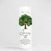 Auf dem Bild ist das Produkt: Taufkerze Junge Mädchen Lebensbaum Kerze Baum Eiche bedruckt mit Namen, Datum und auf Wunsch eigenem, vorgegebenem oder keinem Taufspruch zum Preis von €5.9 abgebildet.